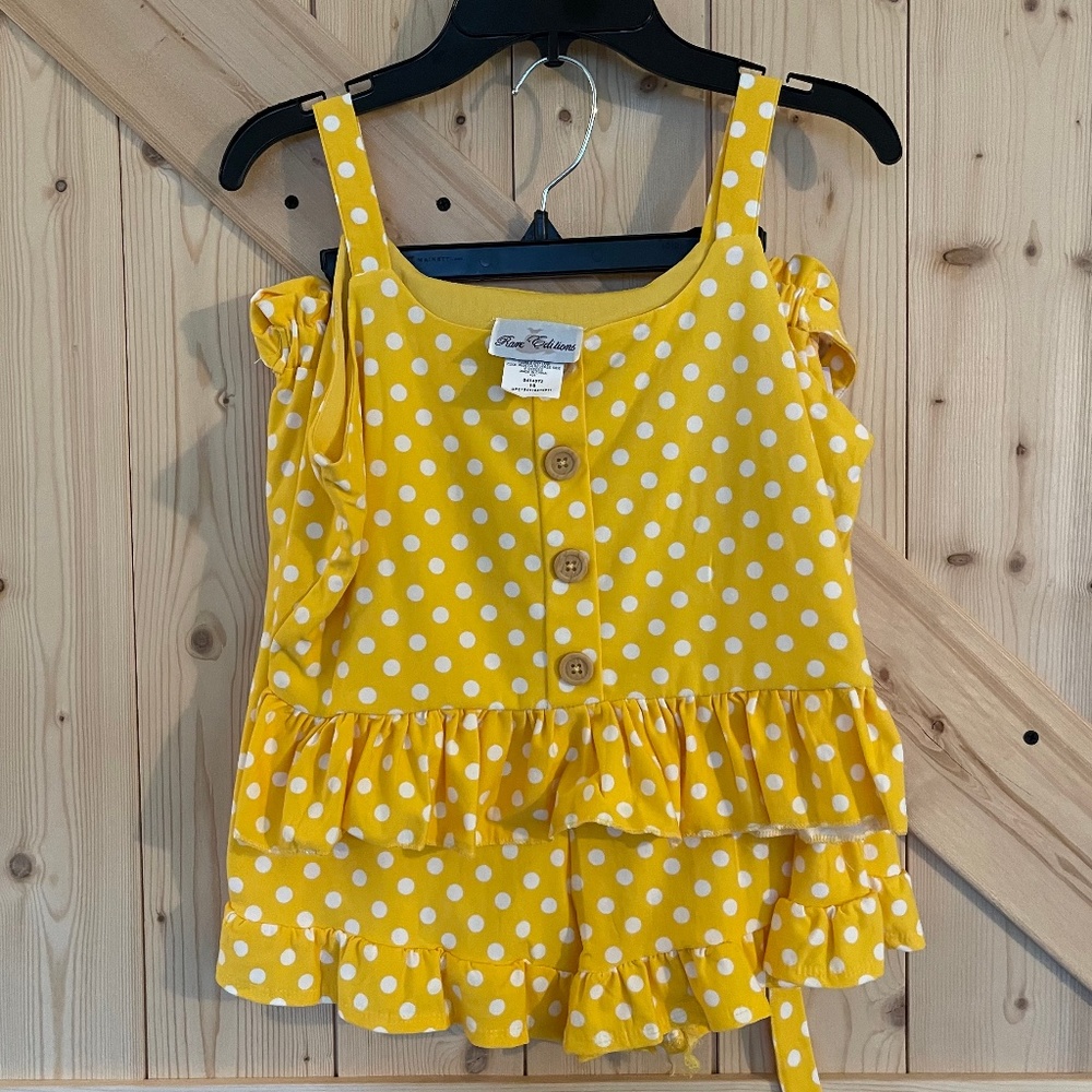 Girls Rare Editions 2 Piece Polka Dot Top & Shorts Set NWT Size 16